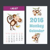Funny monkey calendar page 2016 August