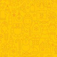 Thin Line Holiday Christmas Yellow Seamless Pattern