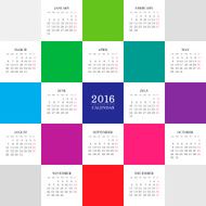 Calendar 2016 year with colored square N2