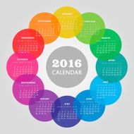 Calendar 2016 year with colored circle N3