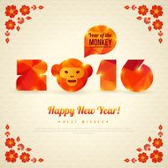 Happy New Year 2016 Greeting Card of the Monkey
