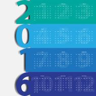 Modern calendar 2016 in multicolor paper style Vector illustrati