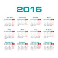 Simple european 2016 year vector calendar N3