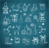 Set of hand-drawn sketchy christmas elements Doodle sketch vector illustration
