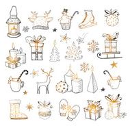 Set of hand-drawn sketchy christmas elements N2