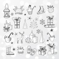 Set of hand-drawn sketchy christmas elements N3