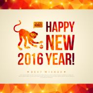 Happy Chinese New Year 2016 Greeting Card of Monkey