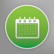 Calendar icon design on green button vector
