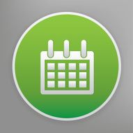 Calendar icon on green button clean vector N2
