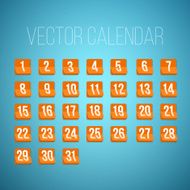 Set of Photorealistic Vector Calendar Icons from First to 31st N3