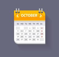 Calendar October Flat Design Vector N2