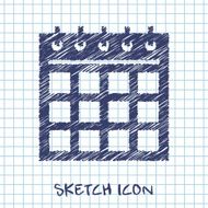 vector sketch icon of calendar