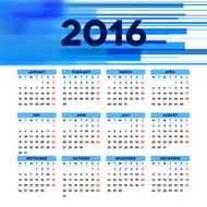 Calendar 2016 template design with header picture starts monday N82