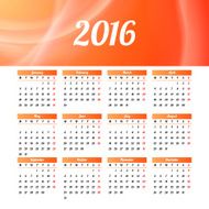 Calendar 2016 template design with header picture starts monday N83