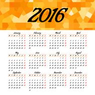 Calendar 2016 template design with header picture starts monday N87