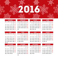 Calendar 2016 template design with header picture starts monday N90