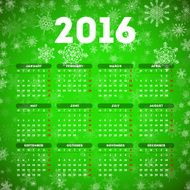 Calendar 2016 template design with header picture starts monday N93
