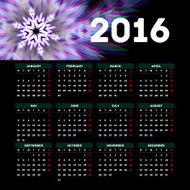 Calendar 2016 template design with header picture starts monday N94