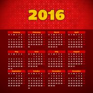 Calendar 2016 template design with header picture starts monday N95