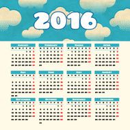 Calendar 2016 template design with header picture starts monday N96