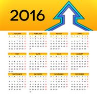 Calendar 2016 template design with header picture starts monday N100