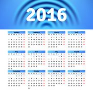 Calendar 2016 template design with header picture starts monday N103
