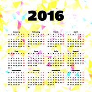 Calendar 2016 template design with header picture starts monday N104