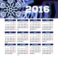 Calendar 2016 template design with header picture starts monday N107