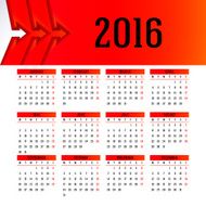 Calendar 2016 template design with header picture starts monday N110