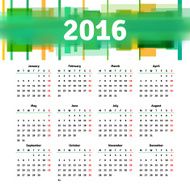 Calendar 2016 template design with header picture starts monday N113