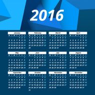 Calendar 2016 template design with header picture starts monday N117