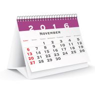 November 2016 desk calendar
