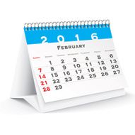 February 2016 desk calendar