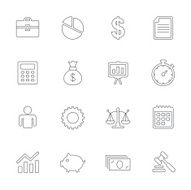 Business line icons Money chart and document