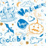 Halloween doodle seamless pattern