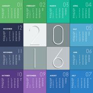 Calendar 2016 in flat colors
