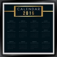 Calendar 2016 year vector design template - Luxury Style