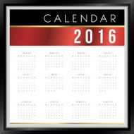 Calendar 2016 year vector design template - Luxury Style N3
