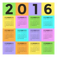 Color block calendar for 2016 year N3