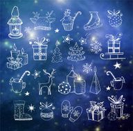 Set of hand-drawn sketchy christmas elements Doodle sketch vector illustration N2