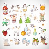 Set of hand-drawn sketchy christmas elements N5