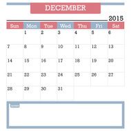 Calendar planner 2015 in December