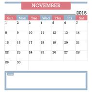 Calendar planner 2015 in November