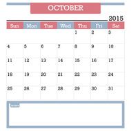 Calendar planner 2015 in October