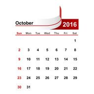 Vector simple calendar 2016 year october month