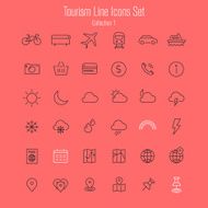 Travel tourism and weather icons set 1