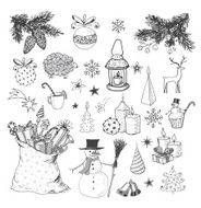 Set of hand-drawn sketchy christmas elements N12