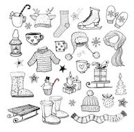 Set of hand-drawn sketchy christmas elements N14