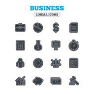 Business line icons Money chart and document N2