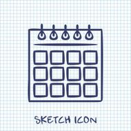 vector sketch icon of calendar N3